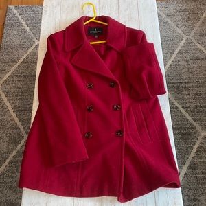 Red London Fog pea coat